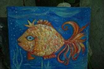 Золотая Рыбка фэн шуй - холст/масло. Золотая Рыбка фэн шуй