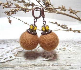 Серьги из войлока «Honey and cinnamon»