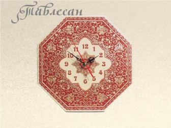 Часы настенные «Арабеска» в восточном стиле в гостиную терракота, красные