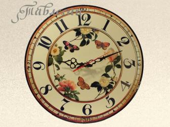 Настенные часы «Цвветы и бабочки. Любимой маме» круглые винтаж