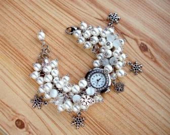 Женские часы с браслетом из жемчуга Сваровски «Снежные»