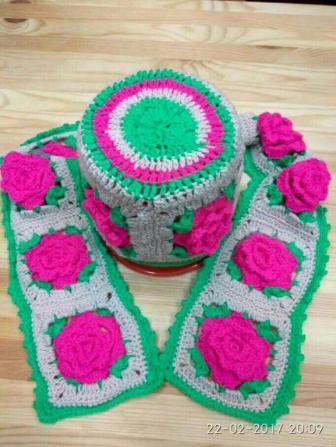 Комплект шарф и шапка «Бабушкин квадрат»