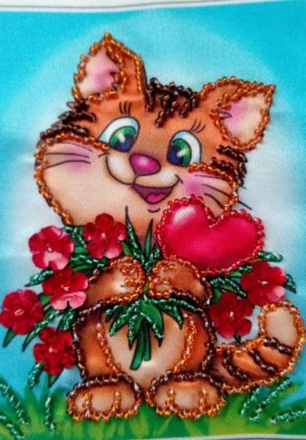 Картина Котик с цветами