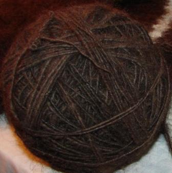 Пряжа «Черный Лохматуля» ручного прядения для ручного вязания
