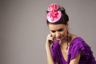 Шляпка вуалетка — украшение для волос Розовый сад