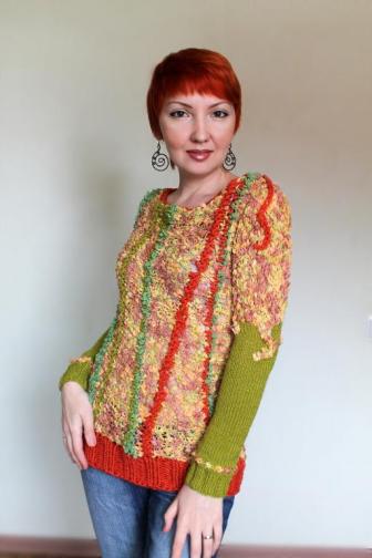 Авторский вязаный пуловер «Весна фейри»