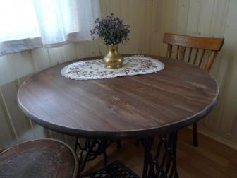 стол с круглой деревянной столешницей