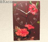 Часы настенные «Красный цветок» в гостиную большие коричневые