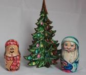 Новогодний набор сувениров «Елочка, Дед Мороз и Щенок»