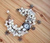 Женские часы с браслетом из жемчуга Сваровски «Снежные»