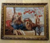 Так картина выглядит на стене, Картина вышивка «Домашние любимцы»
