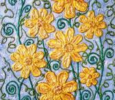 Желтые цветы. Картина — панно скульптурное