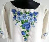 Платье с вышивкой заготовка — Синие цветы
