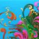 #2 Дивный цветок. Картина в технике Флюид арт Fluid Art (жидкий акрил). Холст на подрамнике 18х24 см